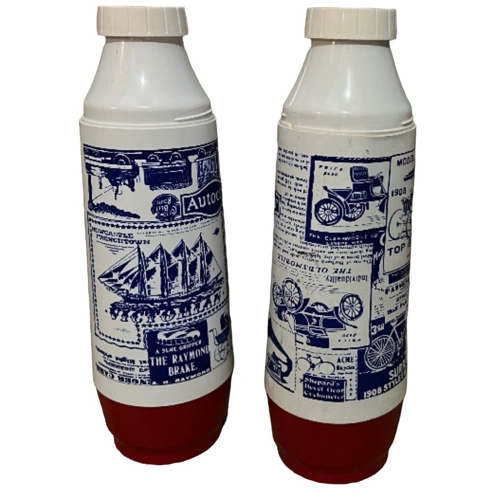 Rare Set of 2 Vintage Thermo-Serv Thermos 1 Quart Autocars Model 1908 Remington